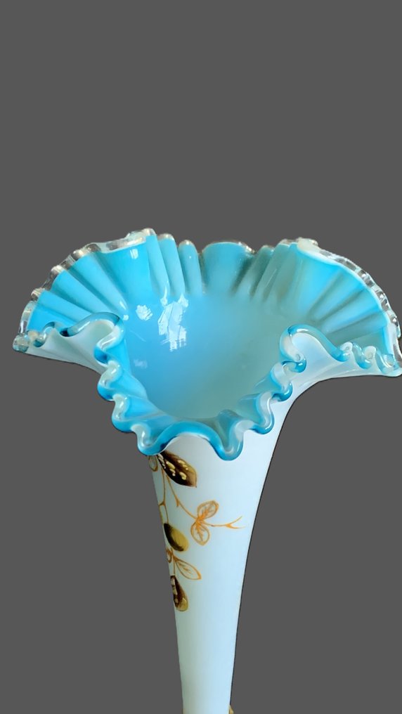 Coppa a calice - Porcellana, Bronzo - Vaso pedestal in vetro opalino #1.0