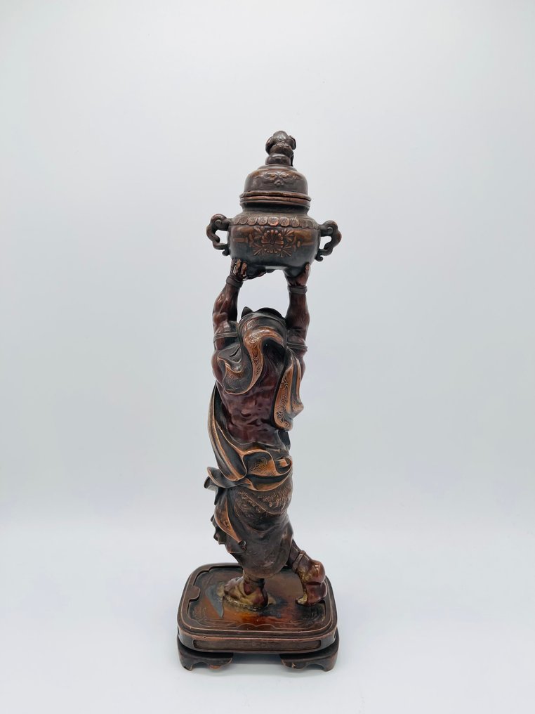 Spelter - Oni with koro - Meiji period (1868-1912) (No Reserve Price) #3.2