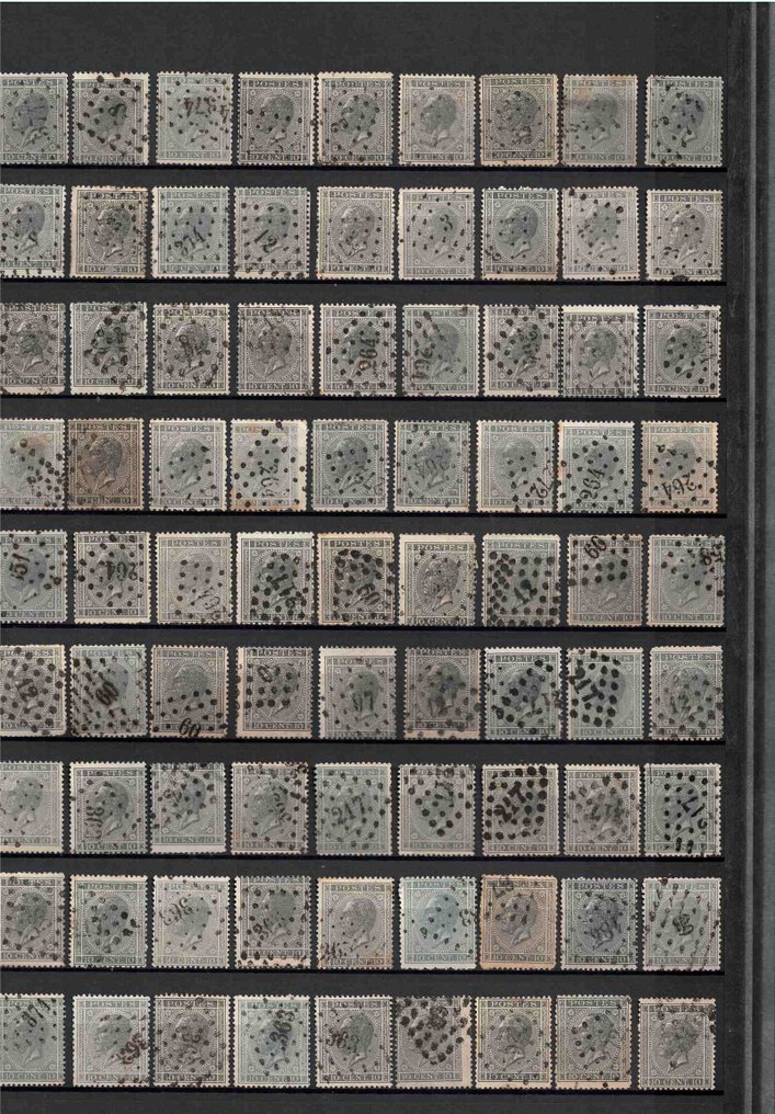 比利時 1865 - 集邮册中的收藏 - 细节、邮戳、杂项 - OBP 17-21 #3.2