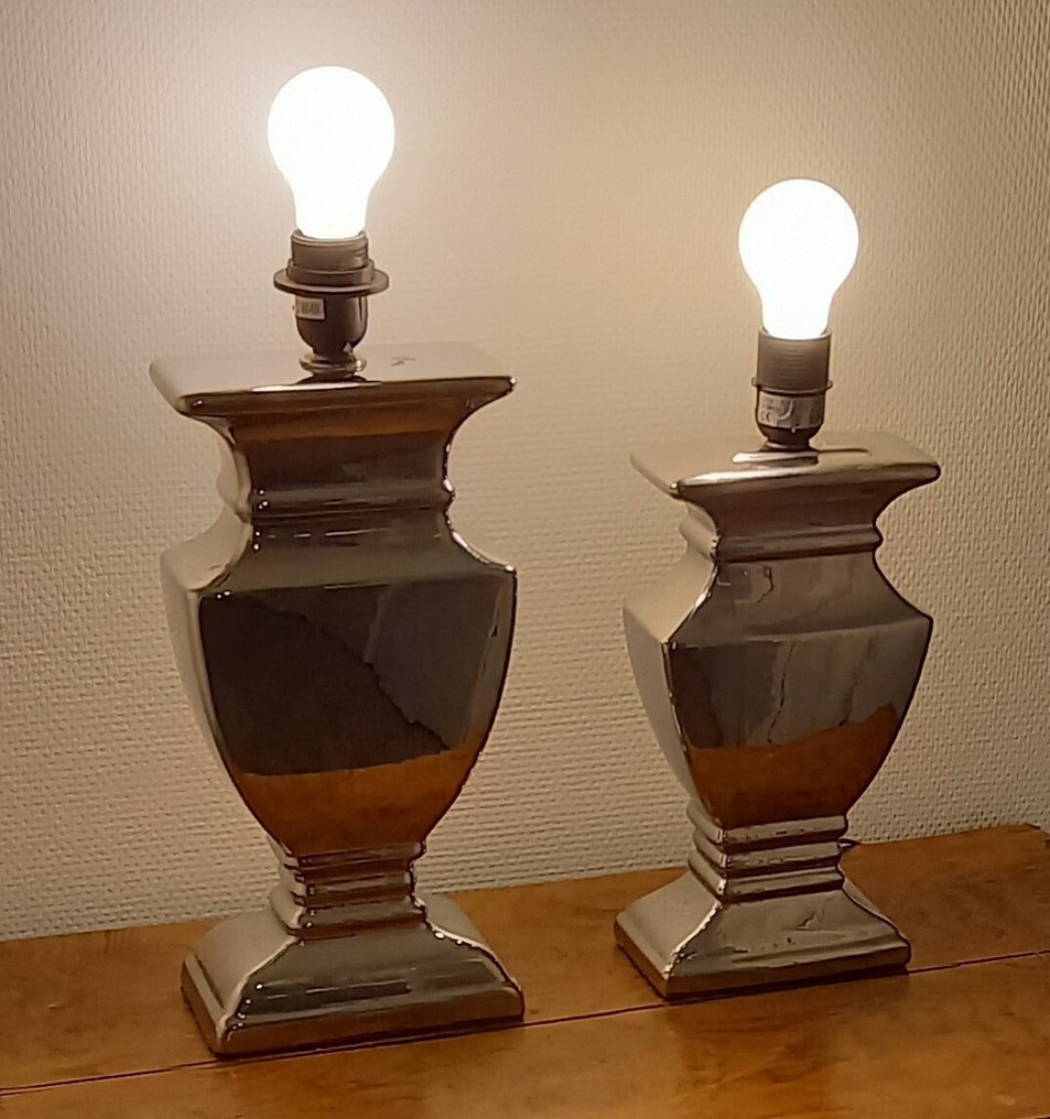 LM Design/Henk Blom Decoration. - Table lamp (2) - Neoclassical style - Chrome/Ceramic #2.1