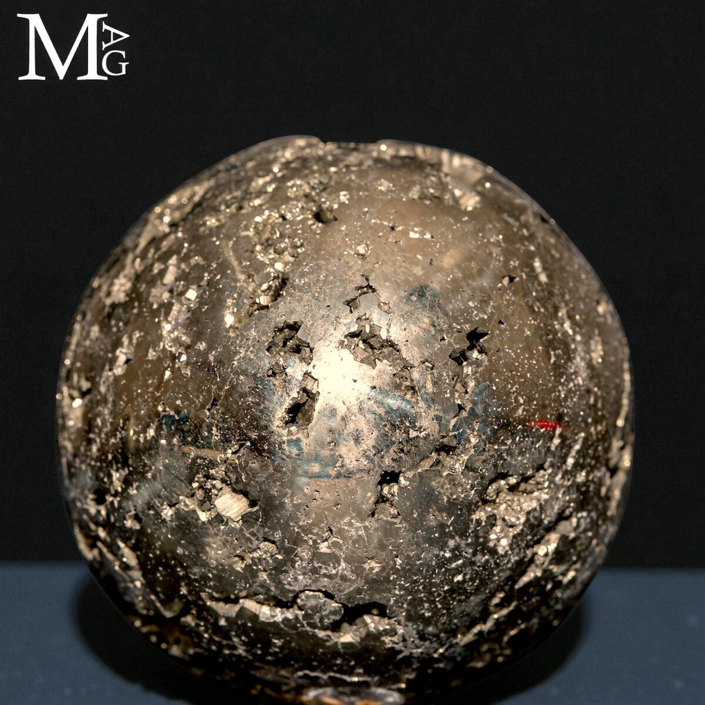 Pyritkugle - Huanzala-minerne - Samlerprøve - Højde: 59 mm - Bredde: 59 mm- 438 g #1.0