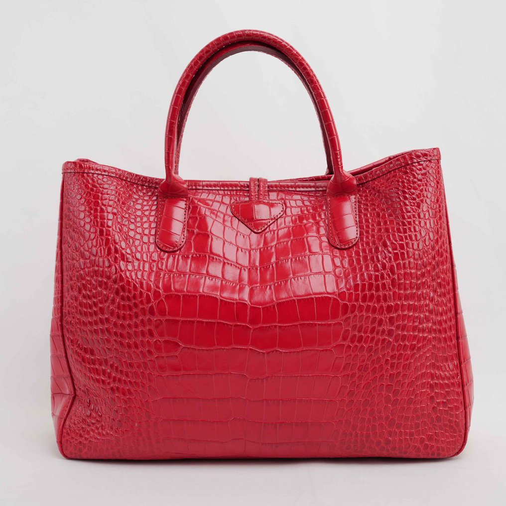 Longchamp - Tote Bag in Red Crocodile-Embossed Leather – Rare Model - Τσάντα #3.2