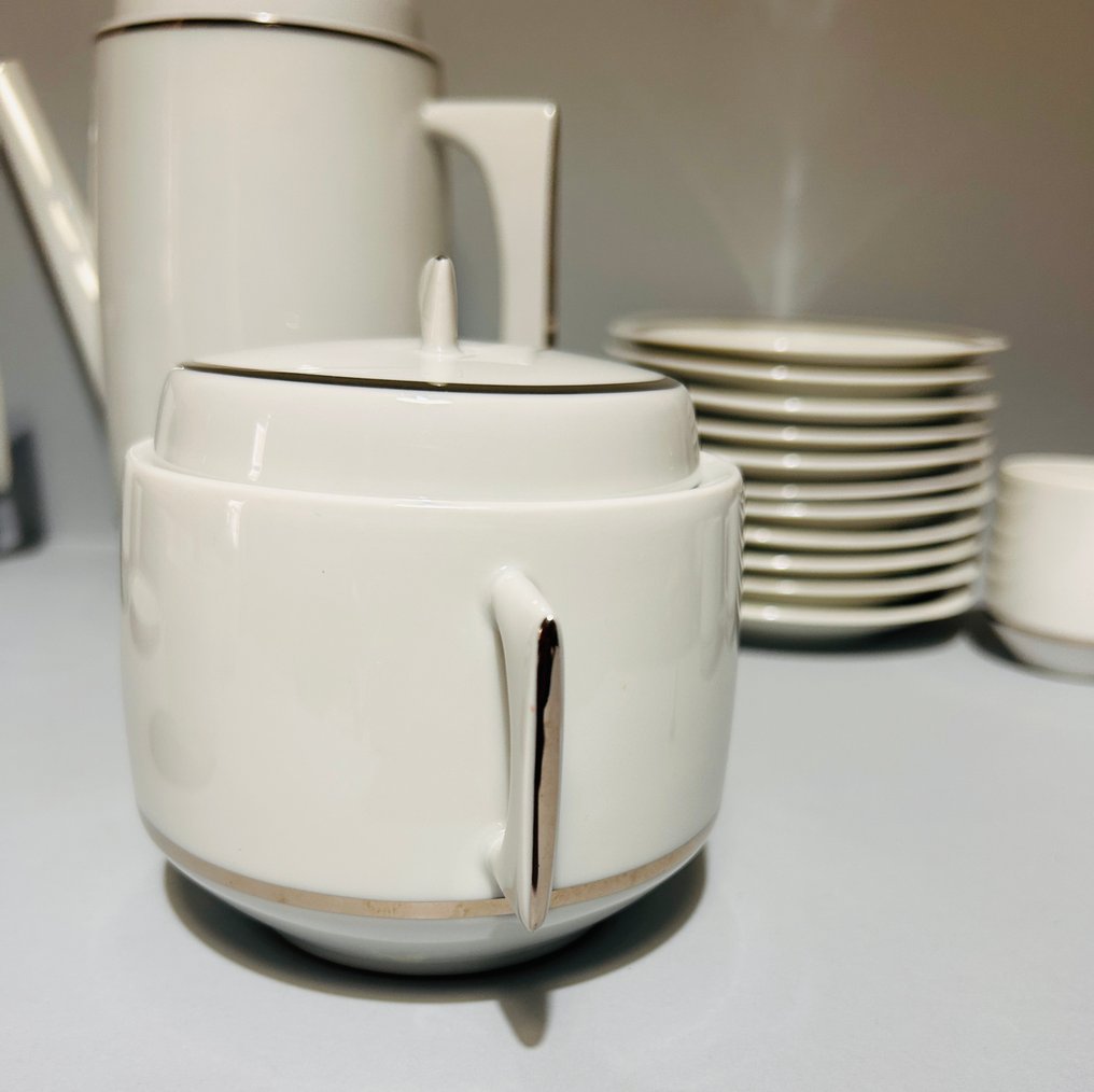 Lazeyras Limoges - B & C (Bernardaud & Cie) - Kahviastiasto (27) - Platinum Trim - Hieno ranskalainen posliini - mint condition #4.3