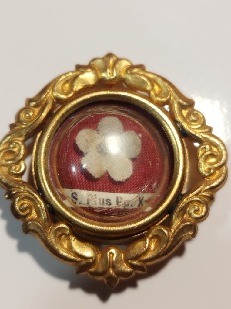 Antiek Reliekhouder - Metaal, Textiel - 1960-1970 - San Pio X #1.0