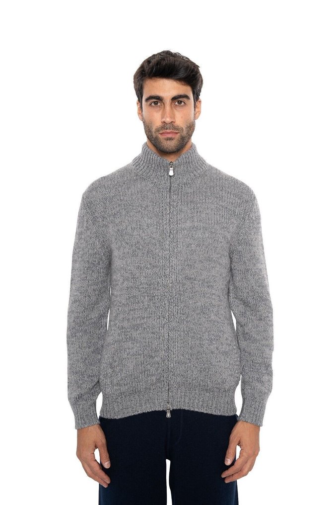 FEDELI "Favonio" RRP 2000€  Gray Cardigan Sweater Zip 100% Cashmere - 50 IT - Jumper - New with tags #1.0