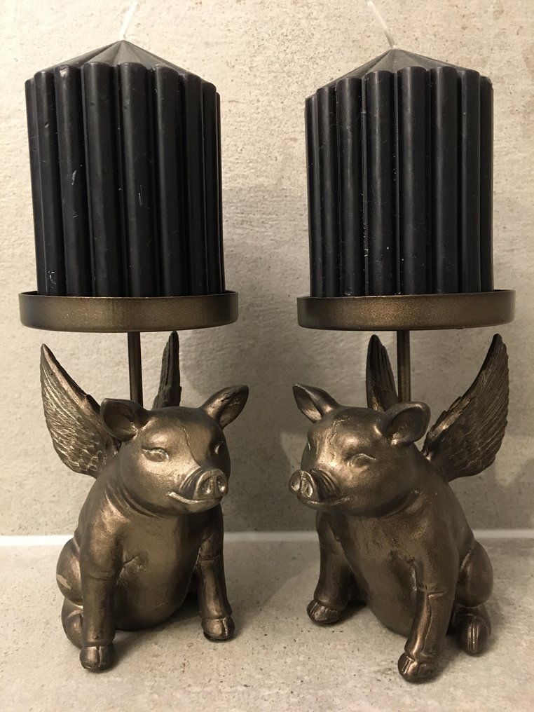 燭台 (2) - 樹脂, 鐵 - 奢华猪肉带翅膀 #1.0