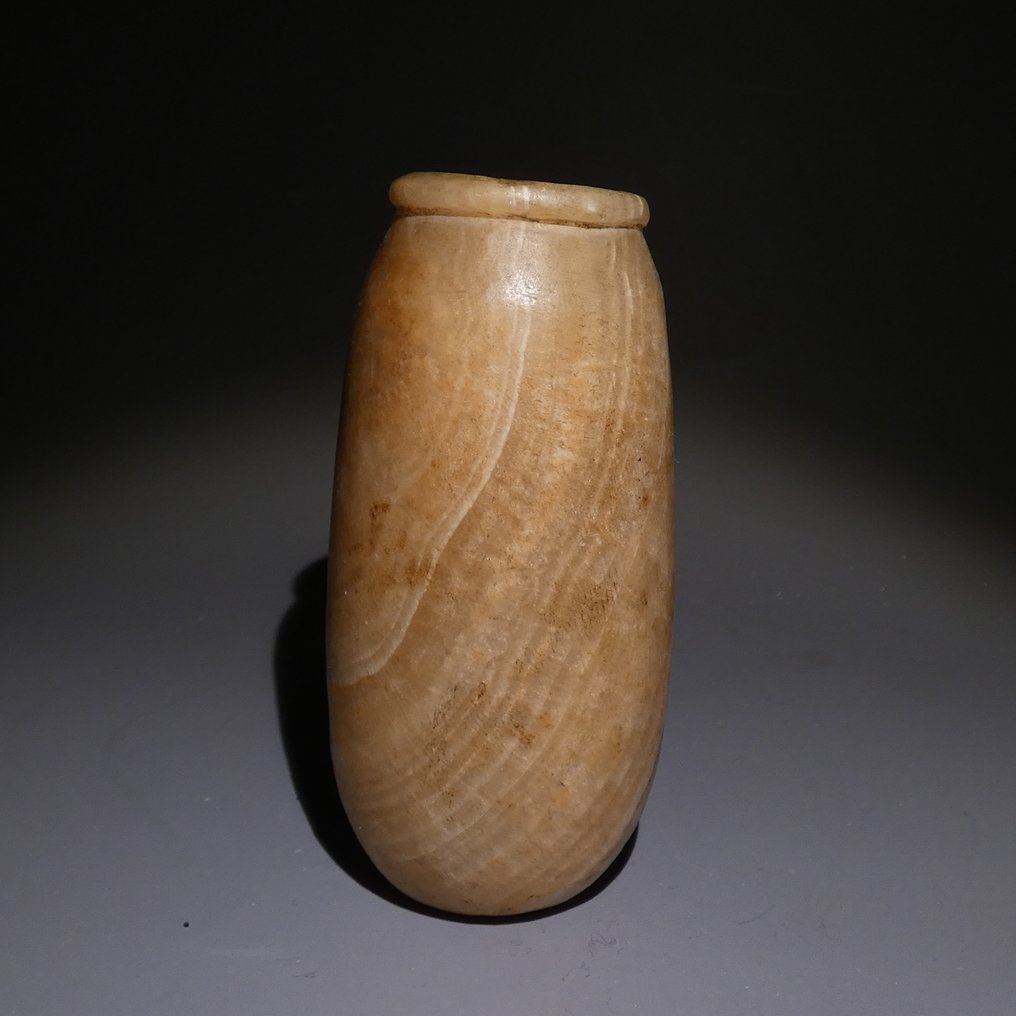 Egiptul Antic Alabastru Vas. 9 cm H. Regatul Vechi, Dinastiile a III-a - a VI-a, 2686 - 2181 î.Hr. #4.3