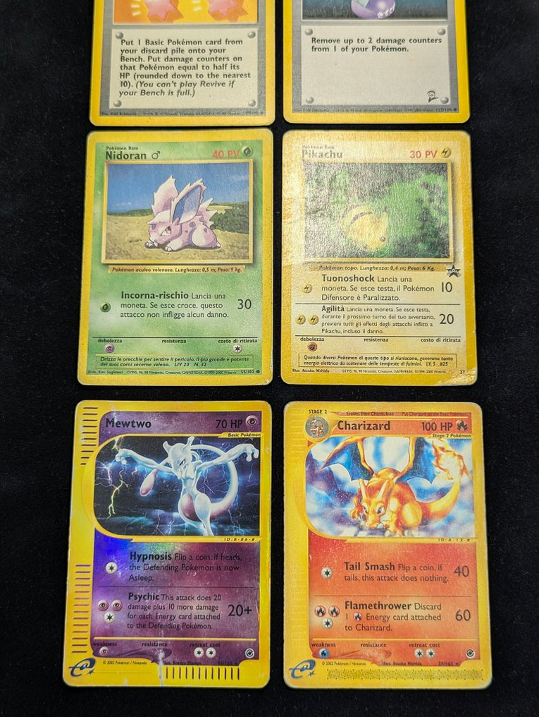 Pokémon - 6 Card - Mewtwo, Charizard, Pikachu 56/165, 39/165, n. 27 Reverse holo, Promo card - WOTC - Expedition Base Set, Base set #1.0