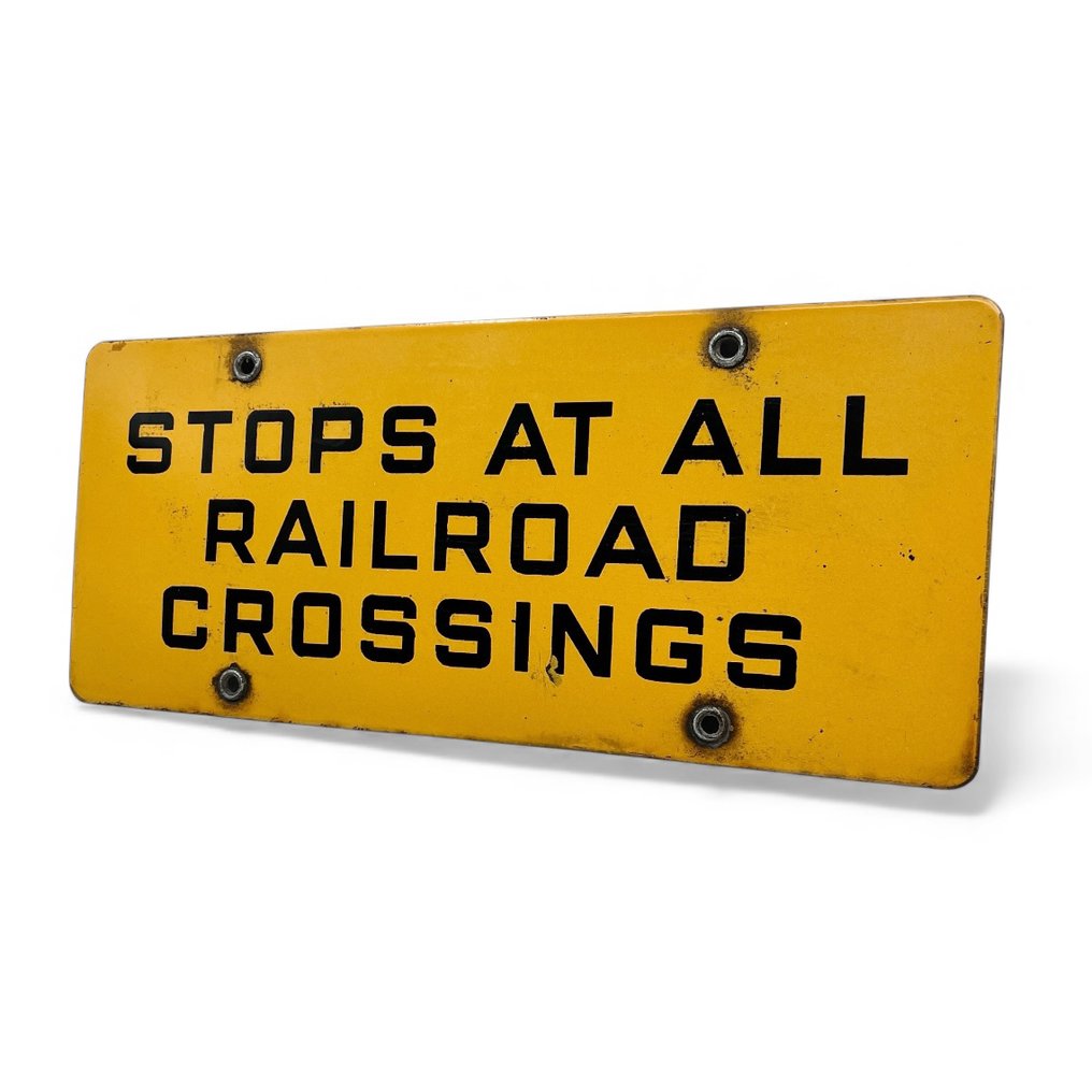 搪瓷标志 '铁路道口' - Emaille bord 'railroad crossing' - 琺瑯標誌牌 - 搪瓷边框 - 瑪瑙, 鋼 #4.3