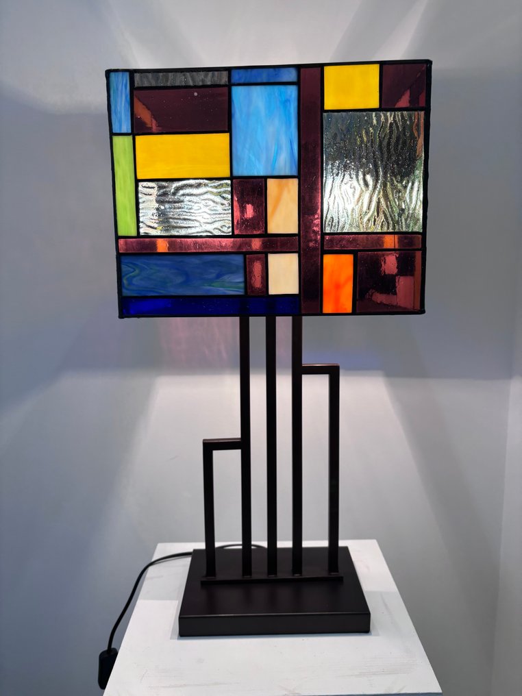 Stile Tiffany - Table lamp - Mondrian - Stained glass #1.0