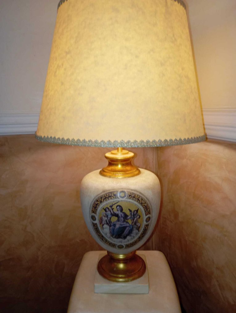 Candeeiro de pé em coluna - Porcelana, Ouro #3.2