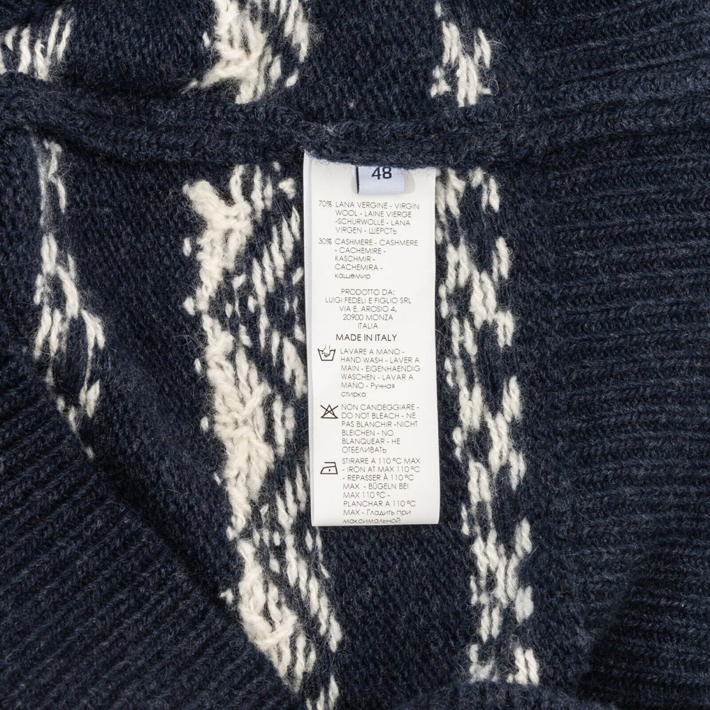 FEDELI CASHMERE RRP 1900€ Blue Jacket Cardigan Thick Wool / Cashmere Shawl Collar - 48 IT - Cardigan - New with tags #4.3