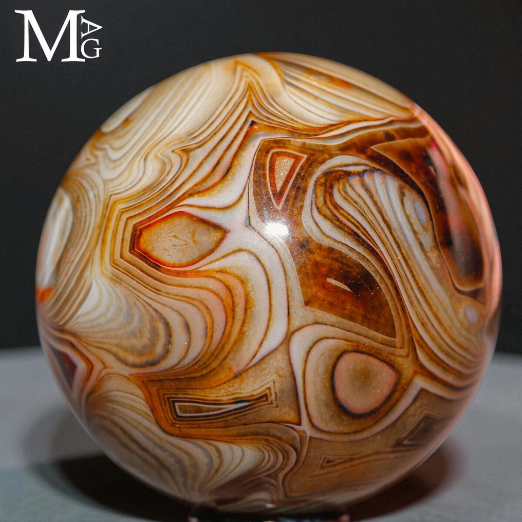 Mystic natural metaphysical smaller sphere - Agata Sardonica - Spiritual Circle Line - natural - Height: 44 mm - Width: 44 mm- 117 g #1.0