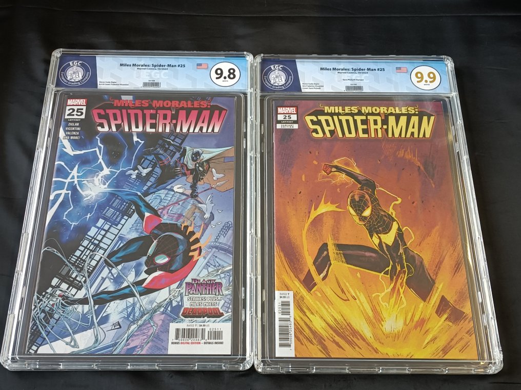 Miles Morales: Spider-Man (Vol. 2) #25 + #25 Sara Pichelli Variant - EGC 9.8 + 9.9 - 2 Graded comic - EO - 2024 #1.0