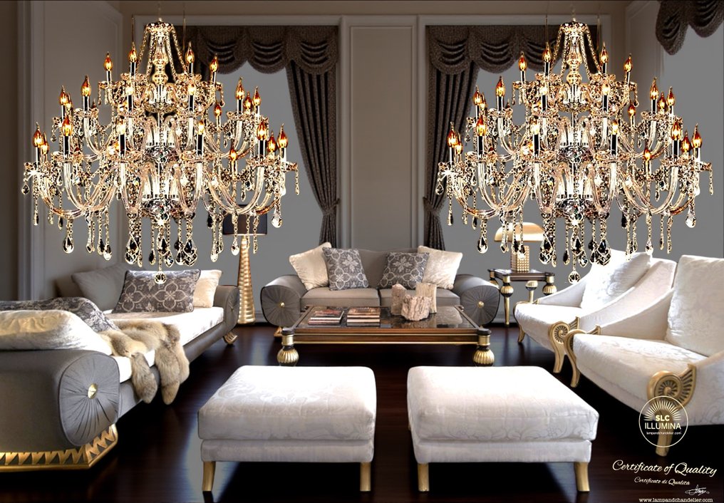 SLC Illumina - MG - Csillár (2) - 30 króm lámpák - Kristály - Aurea 30 Luci #1.0