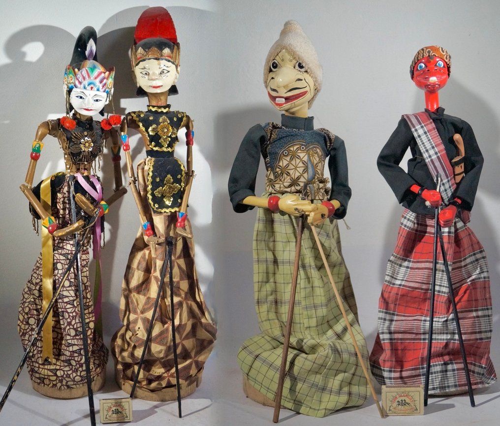 Wayang golek (4) Java og Sunda - tekstiler, træ - 1950-1960, 1940-1950 #1.0