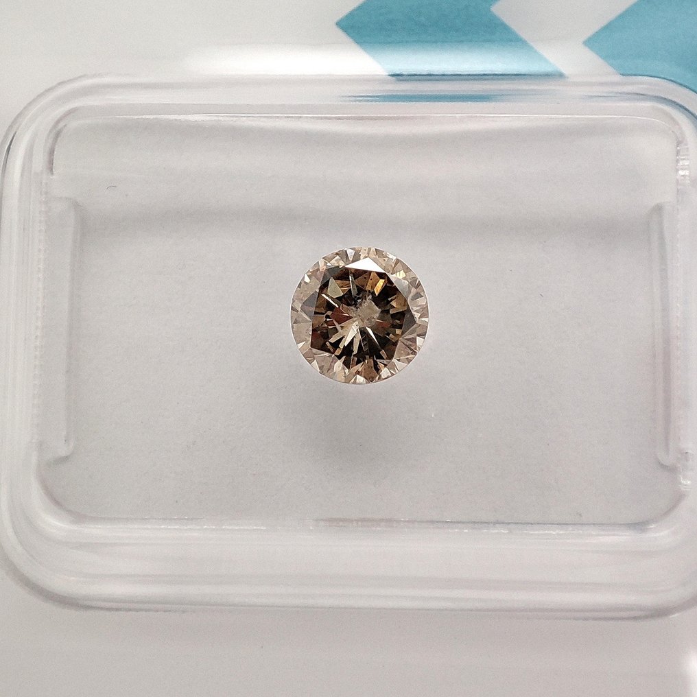 没有保留价 - 1 pcs 钻石  (天然色彩的)  - 0.59 ct - 圆形 - Fancy 棕色 黄色 - I1 内含一级 - 国际宝石研究院（IGI） #1.0