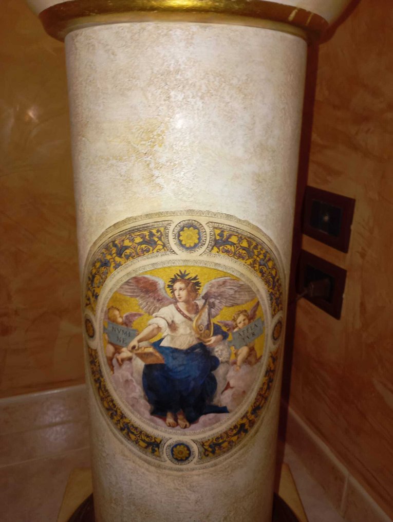 Candeeiro de pé em coluna - Porcelana, Ouro #4.3