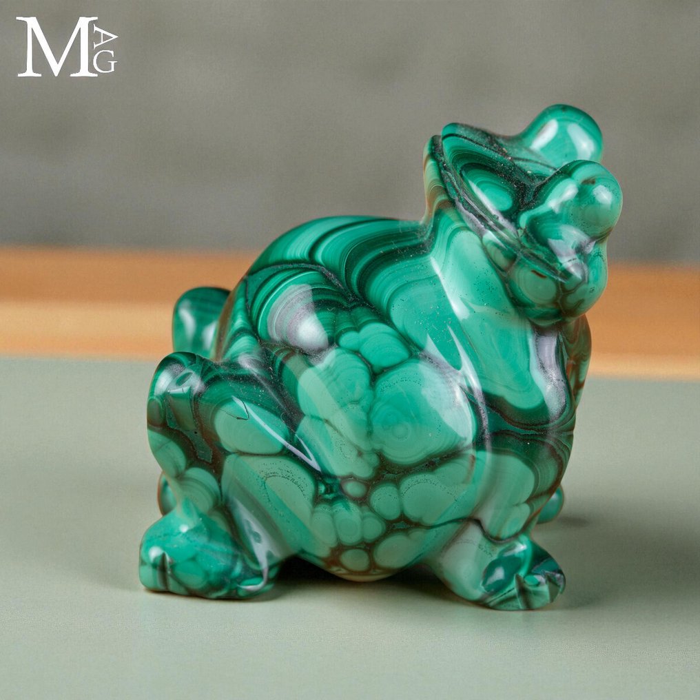 No Reserve Collection Carving Malachite - The FROG - Height: 44 mm - Width: 32 mm- 117 g #2.1