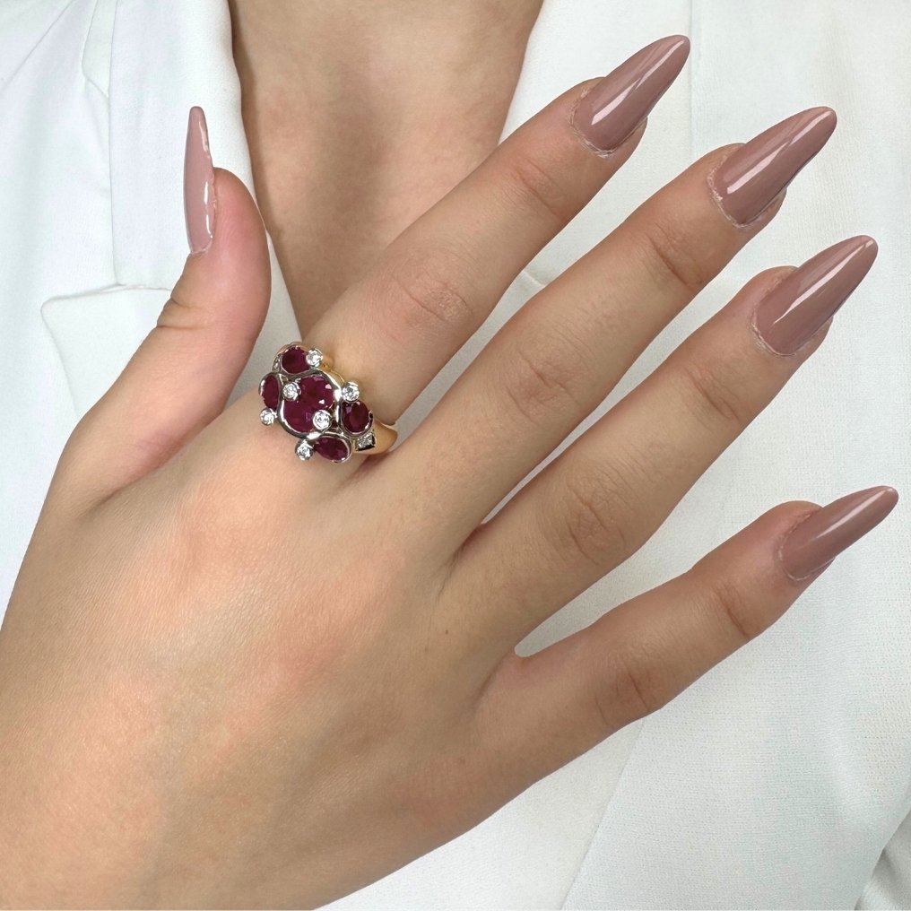 戒指 - 18K包金 黄金, 白金 -  1.75ct. tw. 红宝石 - 钻石 - 令人惊叹的戒指 #2.1