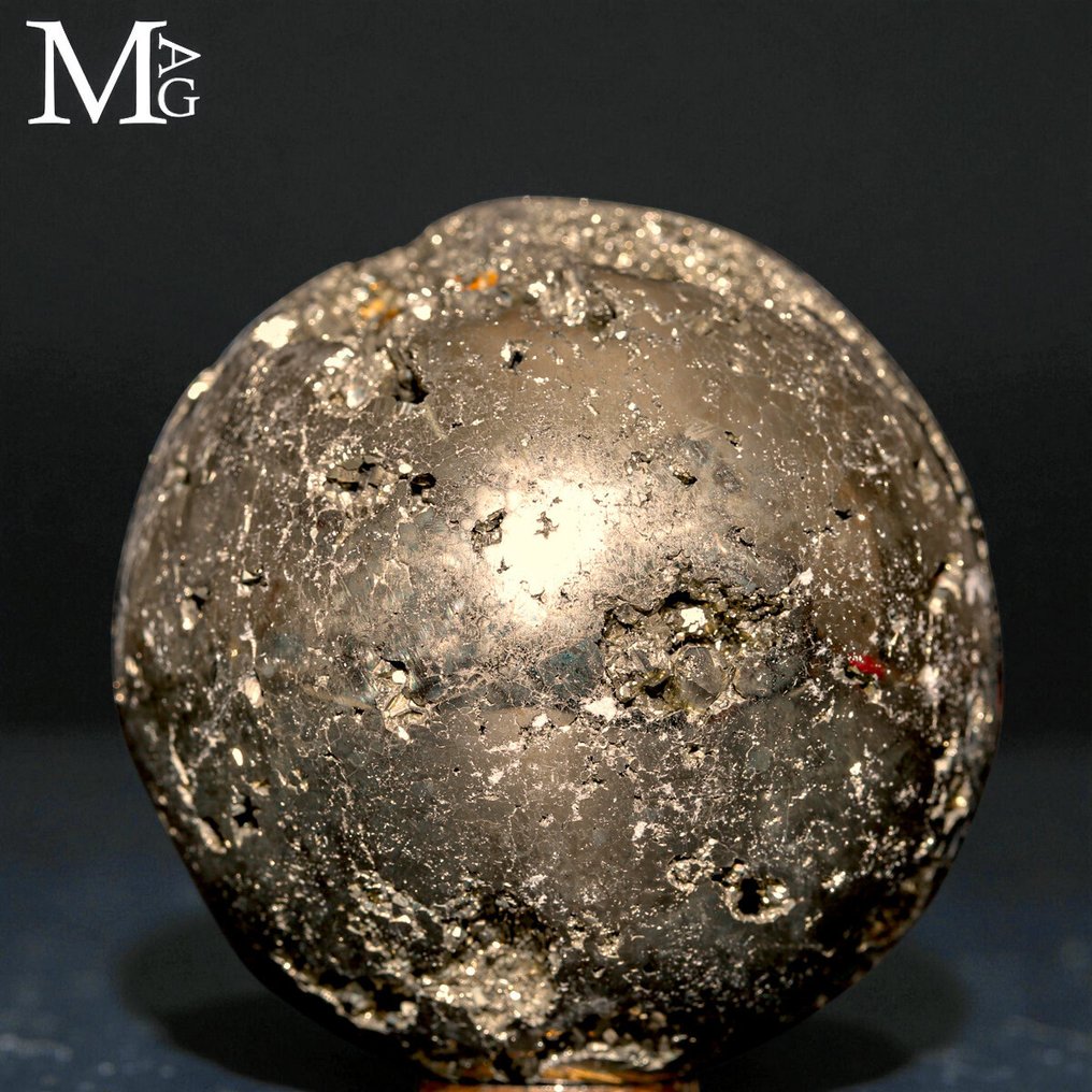 Pyritkugle - Huanzala-minerne - Samlerprøve - Højde: 59 mm - Bredde: 59 mm- 438 g #3.2