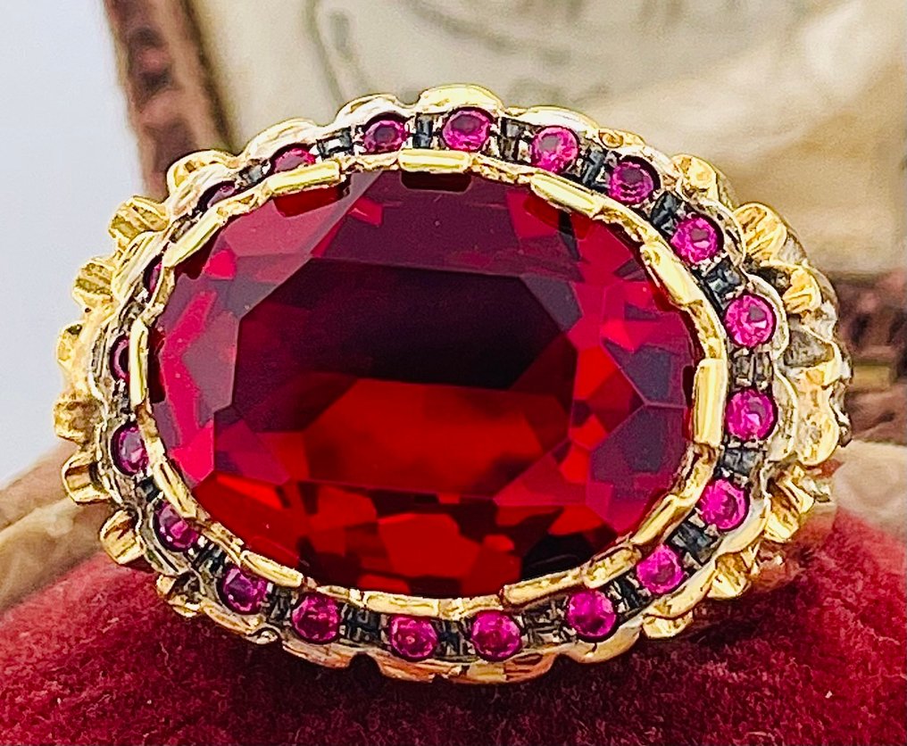 没有保留价 - 戒指 - 9 kt. 黄金, 银 红宝石 - 红宝石 #3.2