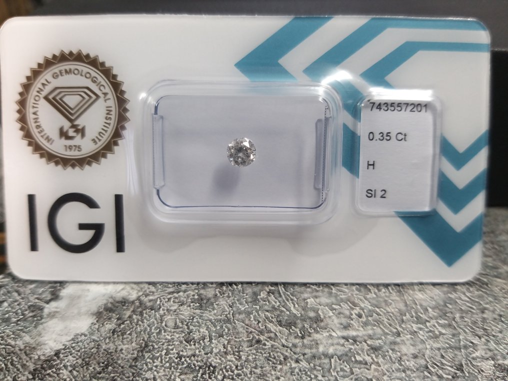 没有保留价 - 1 pcs 钻石  (天然)  - 0.35 ct - 圆形 - H - SI2 微内含二级 - 国际宝石研究院（IGI） #3.2