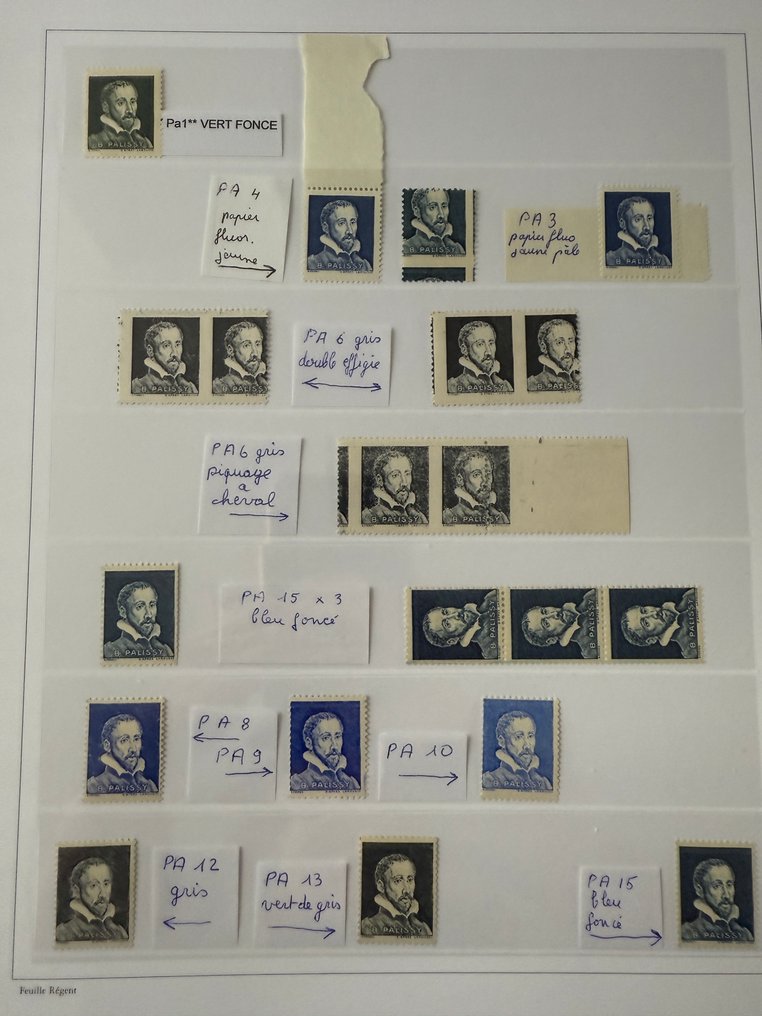 Franța  - Albumul 'Vignettes experimentale Palissy' (fără zimțare, cu piquage etc.) foarte complet în NEUFS - #2.1