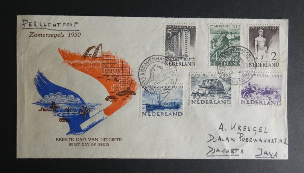 Netherlands 1950 - Summer seals on FDC with report by H. Veeling. - NVPH E1 #2.1