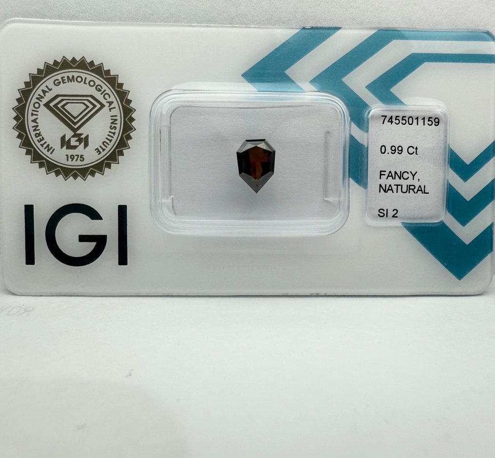 χωρίς τιμή ασφαλείας - 1 pcs Διαμάντι  (Φυσικού χρώματος)  - 0.99 ct - Mixed shape - Fancy dark Πορτοκαλί, Καφέ - SI2 - International Gemological Institute (IGI) #4.3