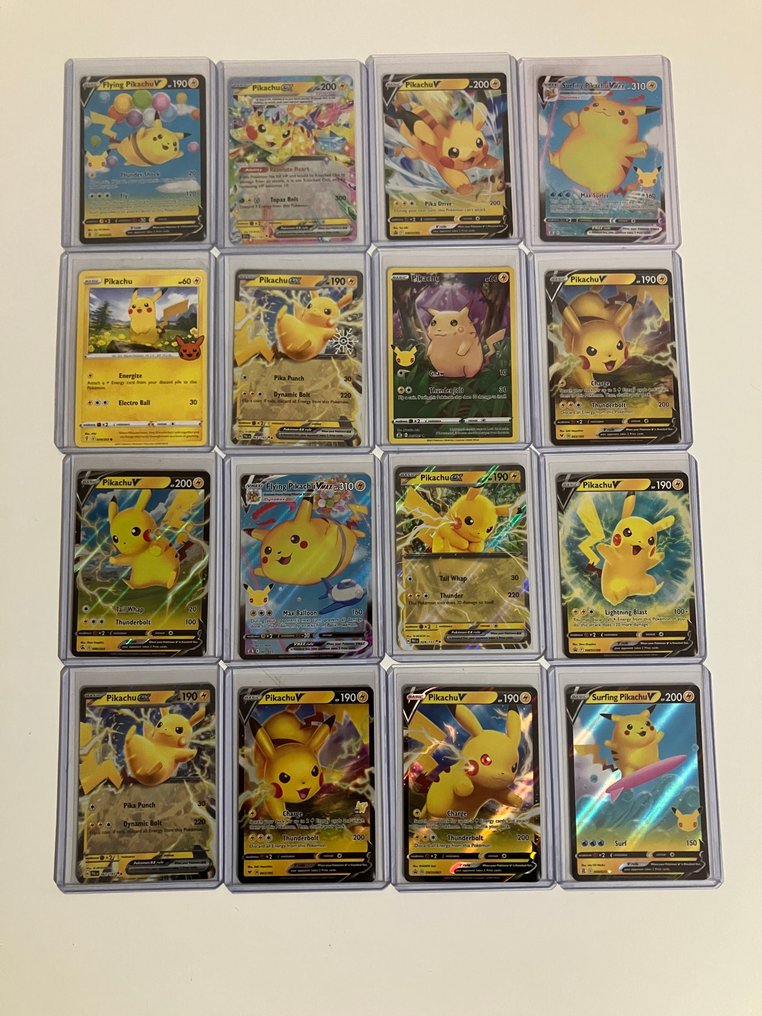 Pokémon - 16 Card - Pikachu (V, Vmax, Ex, Fullart etc) - All different Cards #1.0