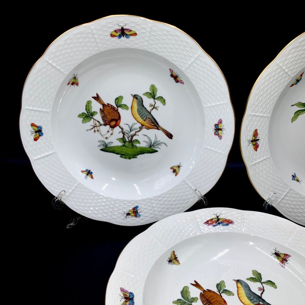 Herend - Exquisite Set of 6 Soup Plates (24,7 cm) - "Rothschild Bird" Pattern - 盘子 - 手工绘制瓷器 #3.2