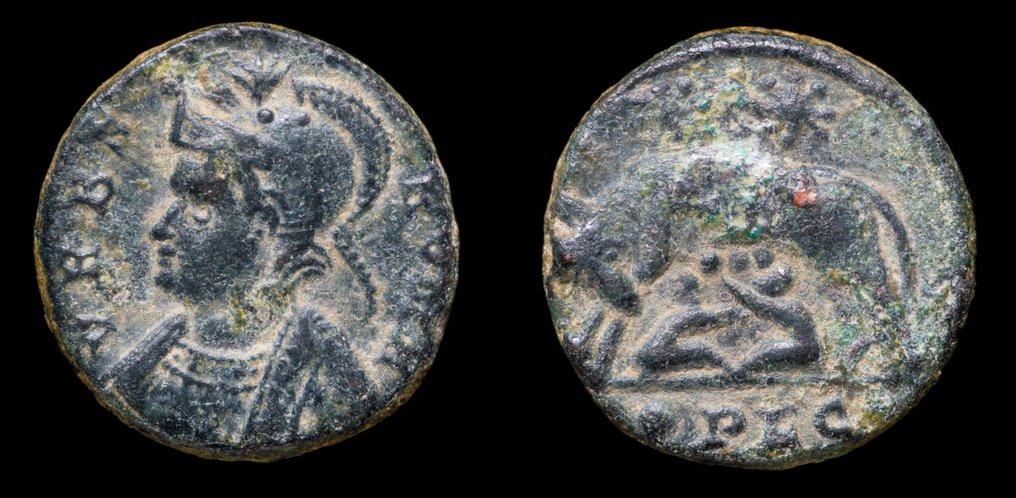 Romarriket. Constantine I (AD 306-337). Centenionalis VRBS ROMA, Lyon  (Ingen mindstepris) #1.0