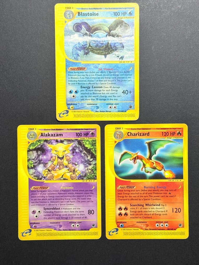 Pokémon - 3 Card - Charizard, Blastoise, Alakazam - WOTC - Expedition Base Set #1.0