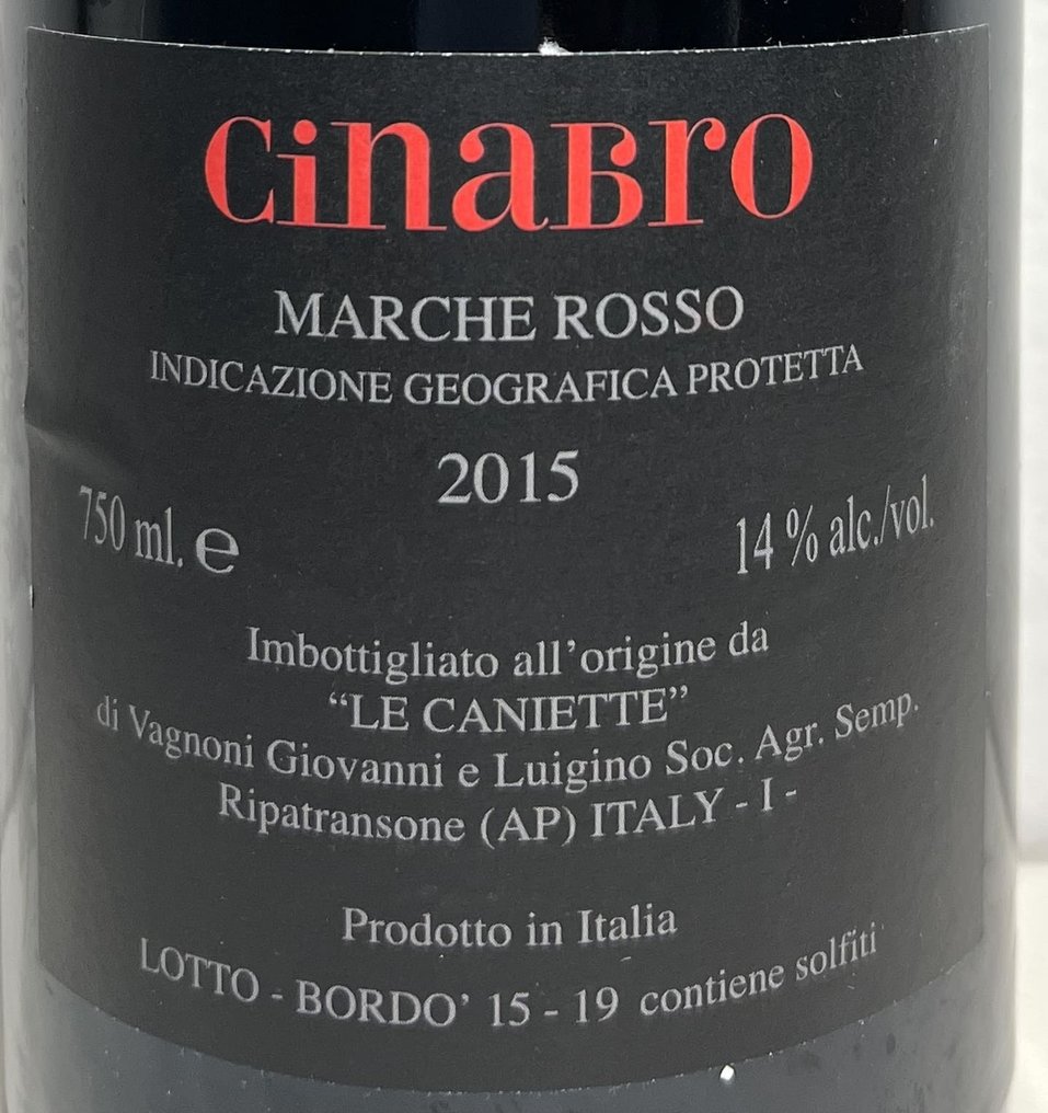 2015 Le Caniette, Cinabro - Μάρκε - 1 Î¦Î¹Î¬Î»Î· (0,75L) #3.2