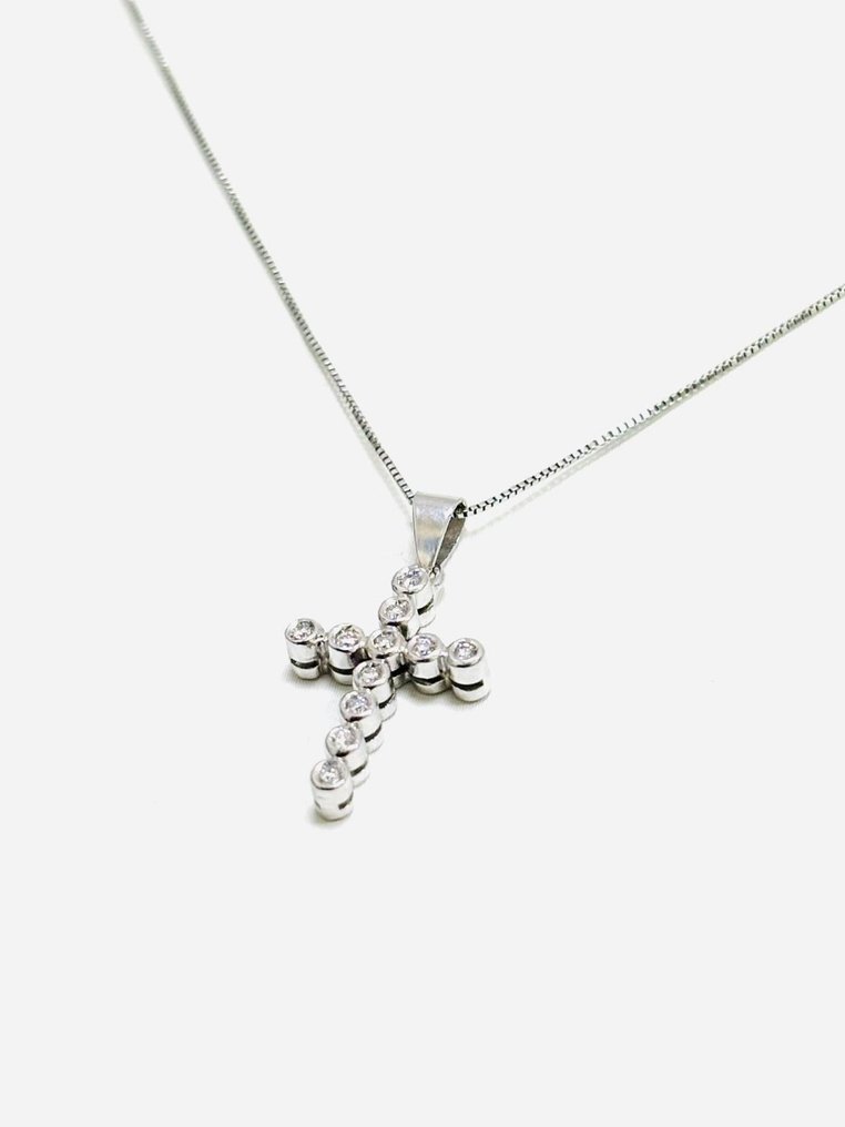 Kaulakoru riipuksella - 18 kt. Valkokulta - 0.45ct. tw. Timantti (Luonnollinen) - Made in Italy #1.0