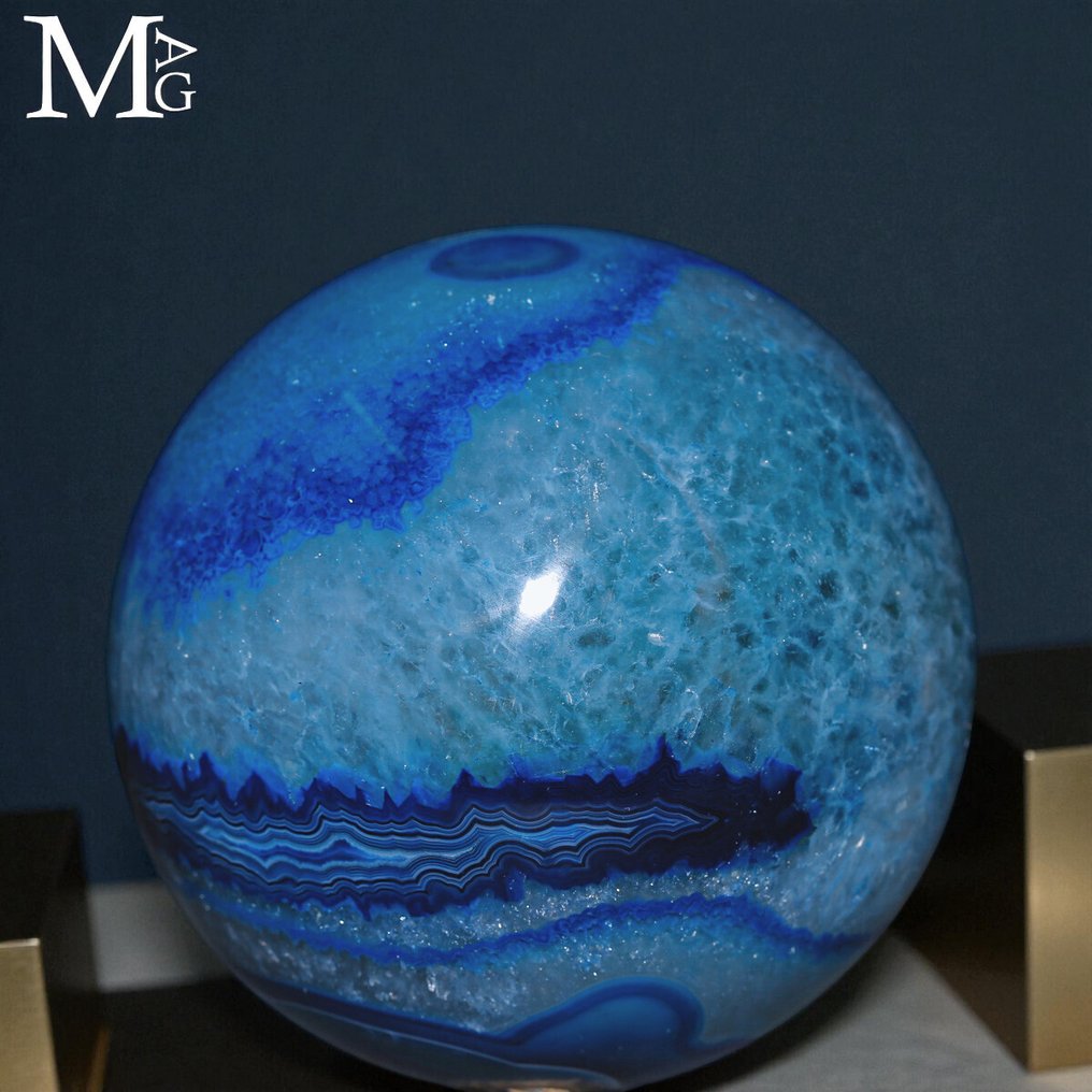 Natürlich gefärbte Agata - Kugel Wunderschöne Agata-Kugel - Höhe: 86 mm - Breite: 86 mm- 905 g #4.3