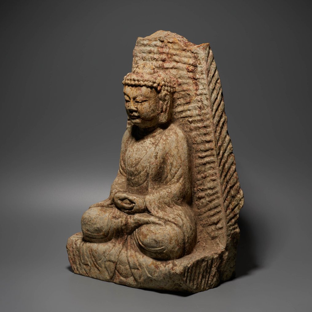 Αρχαία Κινέζικη Πέτρα Άγαλμα του Βούδα. 18ος αιώνας μ.Χ. Ύψος 36 εκ. #2.1