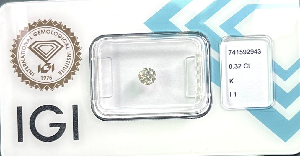 No Reserve Price - 1 pcs Diamond  (Natural)  - 0.32 ct - Round - K - I1 - International Gemological Institute (IGI) #2.1