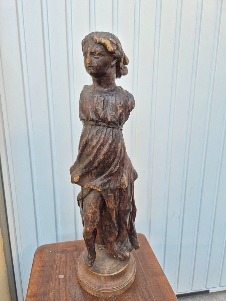 Statue, Ange en bois sculpté XVIIe siècle - 68 cm - Træ #2.1