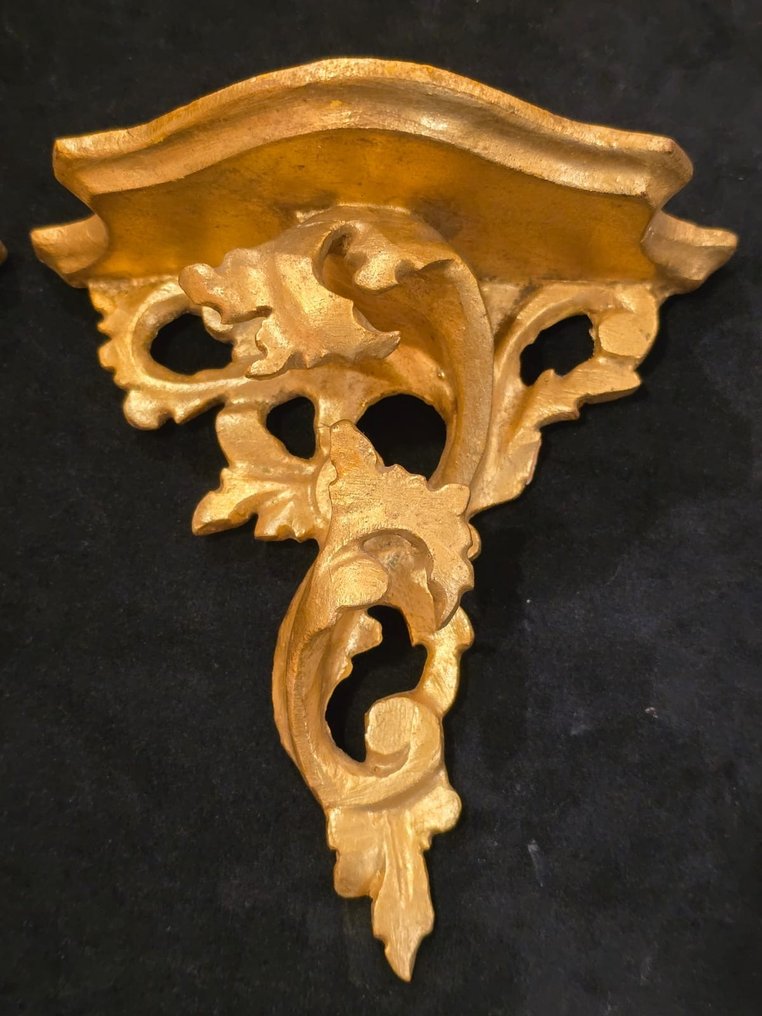 Στήλη επιτοίχιων ραφιών (2) - Ξύλο - ζευγάρι ραφιών χρυσού ξύλου #1.0