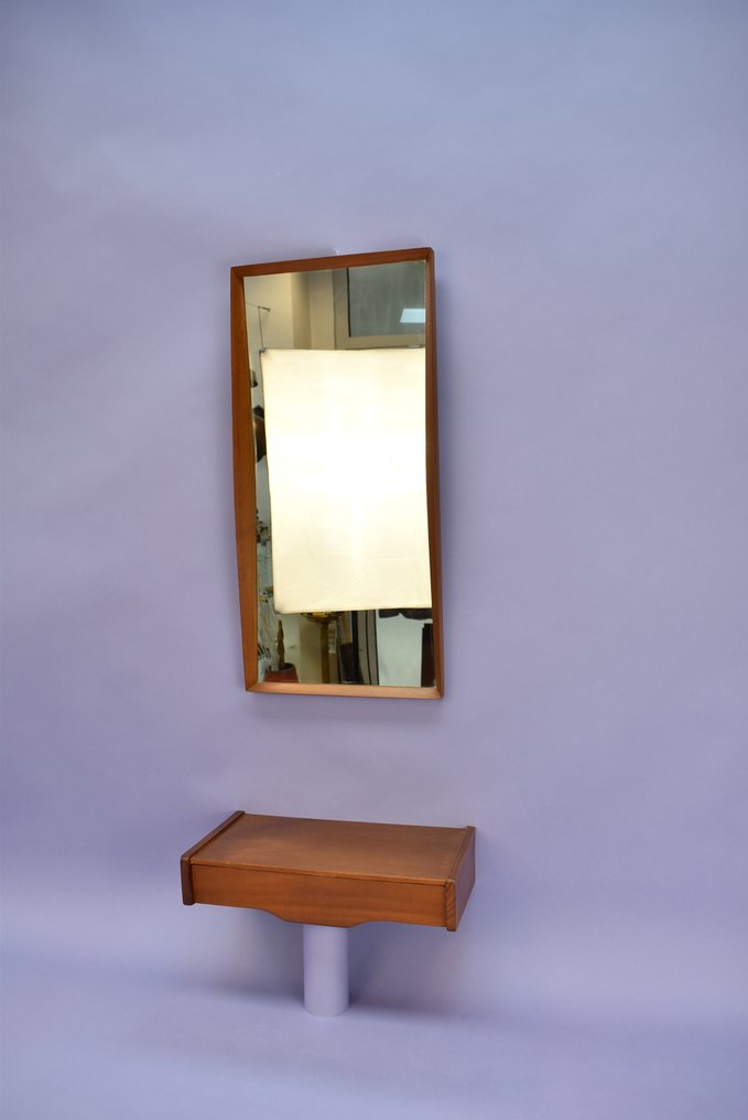 Καθρέφτης - Teak - Καθρέφτης και μονάδα συρταριών σε τικ ξύλο από τη δεκαετία του 60. #2.1