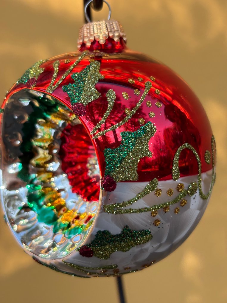 Krebs Lauscha: 6 handgemaakte kerstballen, 3 reflex, 3 normaal - Julekugler Krebs (6) - Glas #3.2