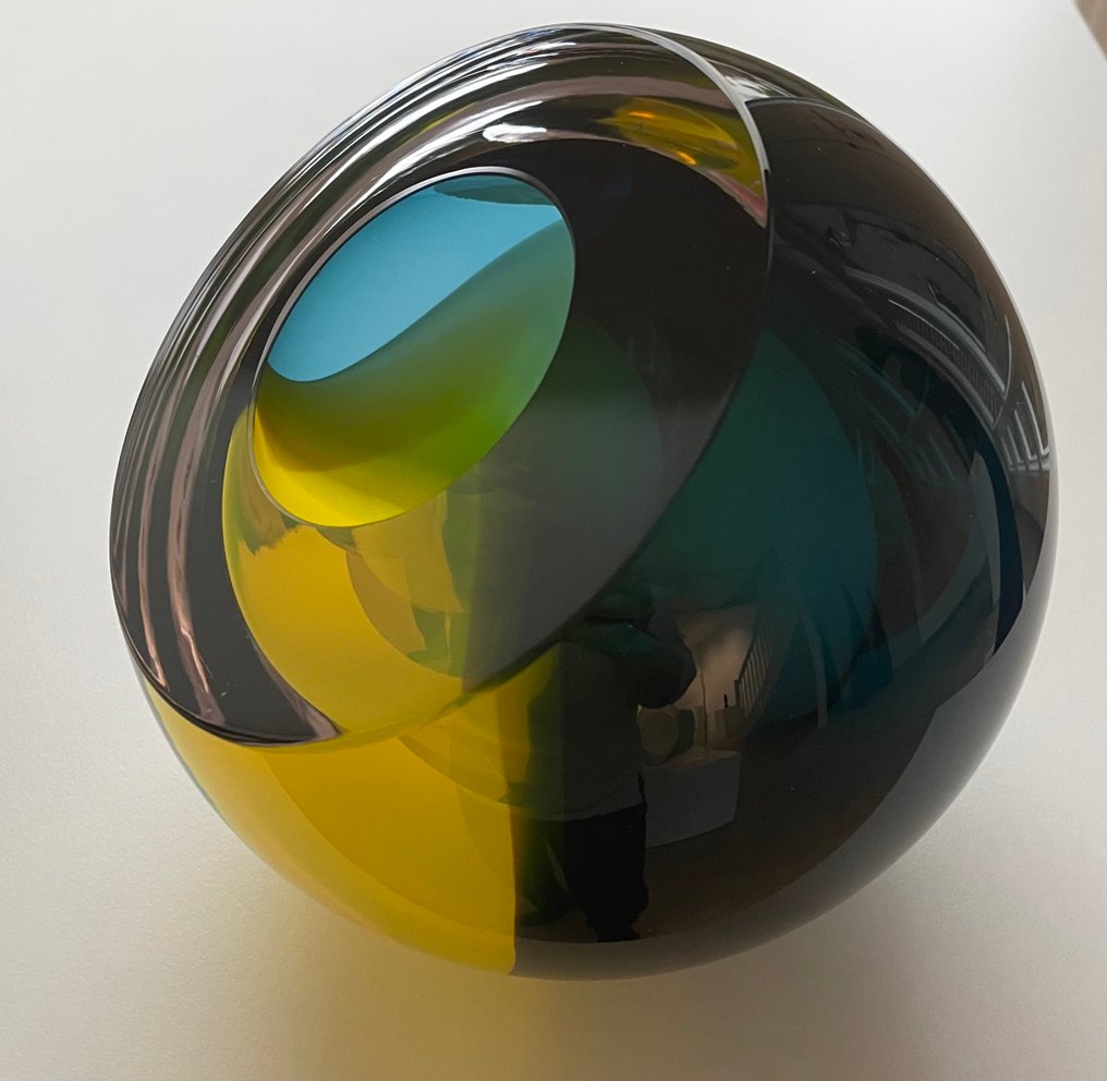 George Broft Unique - Sculpture, “ COLORFUL” - 16.5 cm - Glass #1.0