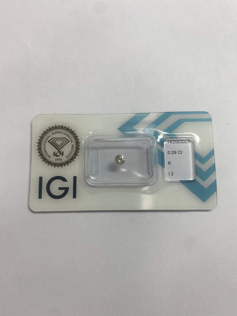 χωρίς τιμή ασφαλείας - 1 pcs Διαμάντι  (Φυσικό)  - 0.29 ct - Στρογγυλό - K - I2 - International Gemological Institute (IGI) #2.1