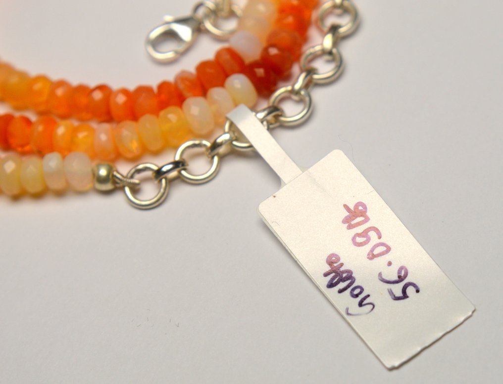 925 Silver - 11,34g - Halsband - Fire Opal #4.3