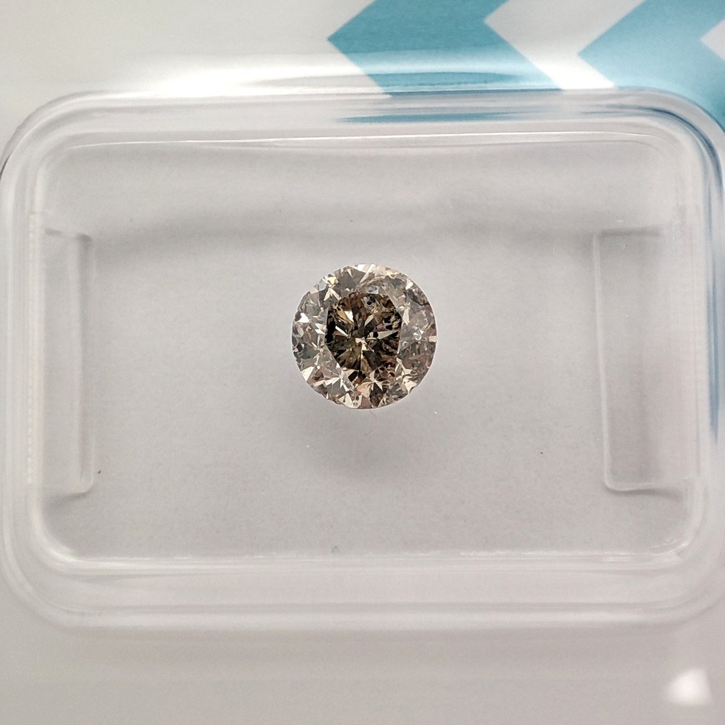 χωρίς τιμή ασφαλείας - 1 pcs Διαμάντι (Φυσικού χρώματος) - 0.75 ct - Στρογγυλό - Fancy Καφέ, Γκριζωπό Κίτρινο - I1 - International Gemological Institute (IGI) #1.0