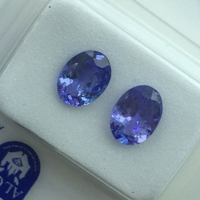 沒有保留價 - 2 pcs 藍色 坦桑石 - 1.72 ct - Antwerp Laboratory for Gemstone Testing (ALGT) - 7x5 毫米 椭圆切割 Tanzanite #3.2