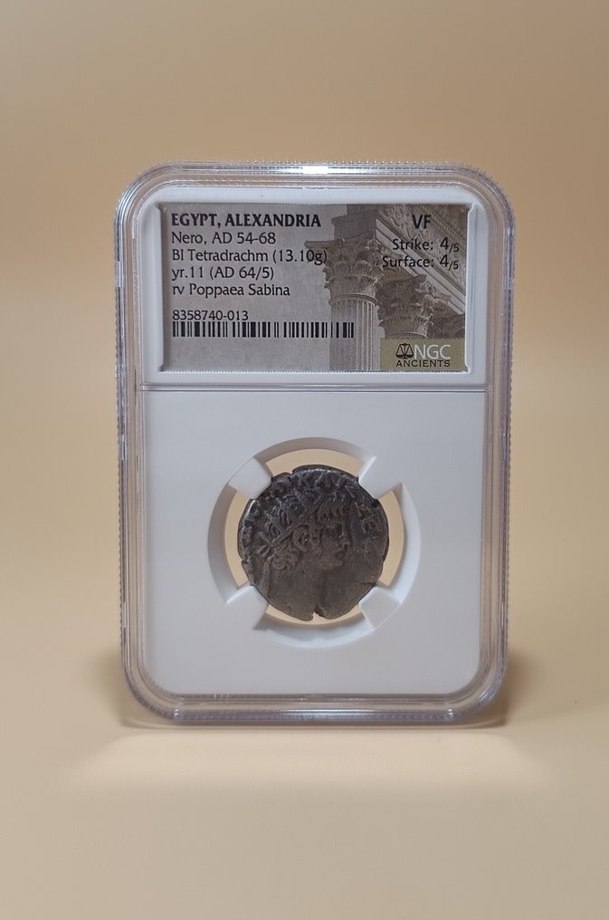 Impero Romano (provinciale). Nerone (54-68 d.C.). Tetradrachm with Poppaea. Egypt, Alexandria #2.1