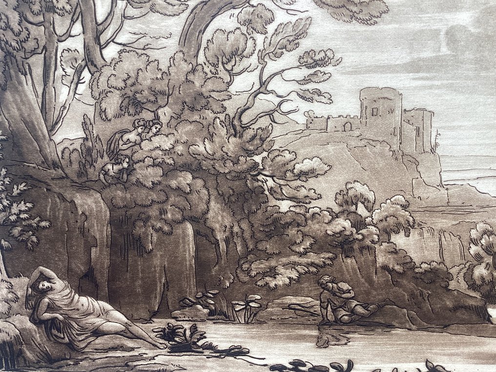 義大利 - 蒂沃利; After Claude Lorrain (1600-1682) - View of Tivoli (Latium) - After Liber Veritatis: Plate 17 - 1821-1850 #1.0